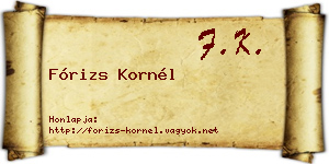 Fórizs Kornél névjegykártya