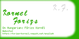 kornel forizs business card