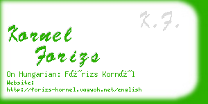 kornel forizs business card